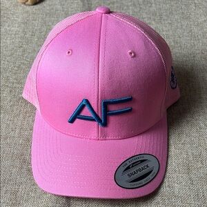 Pink AF Trucker Snapback Hat with Blue Logo